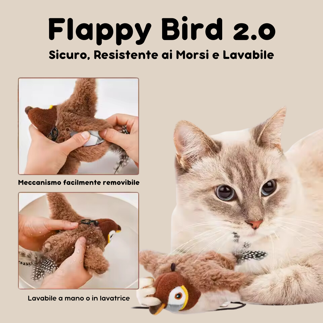 Uccellino realistico con suono e movimento per Gatti
